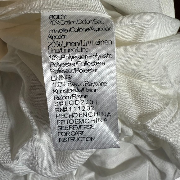 Lucca Linen‎ Cotton Striped Smocked Midi Dress Ruffle Hem Boho Cottagecore M - Picture 3 of 5